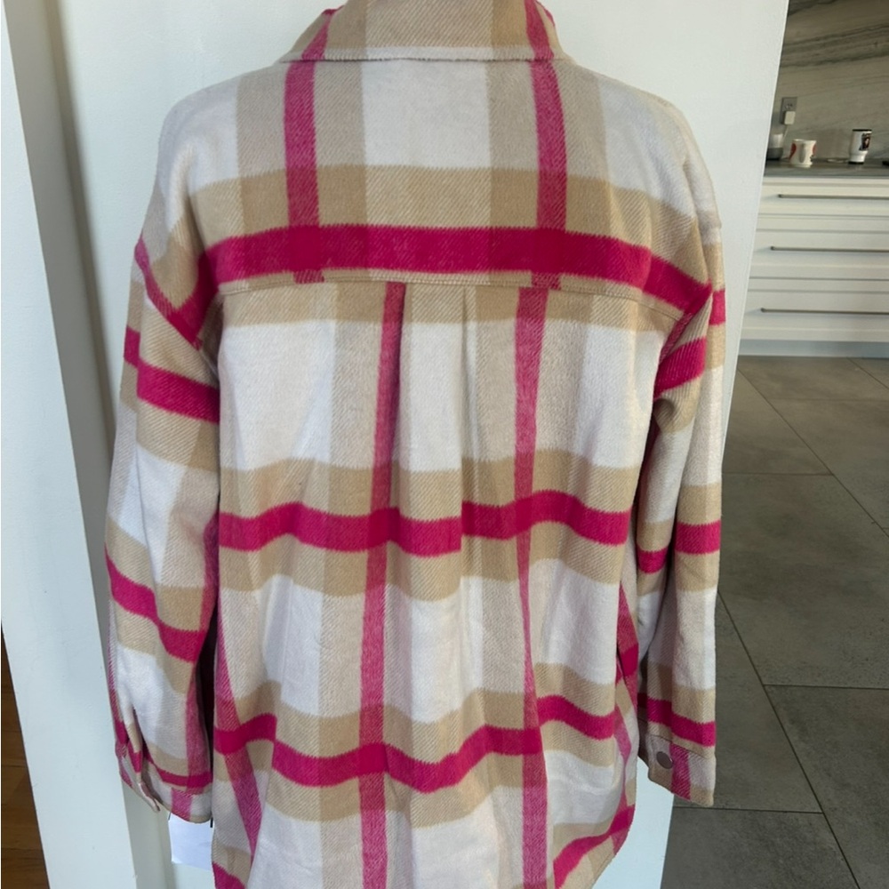 Monrow Pink and Cream Plaid Jacket - Picture 9 of 11